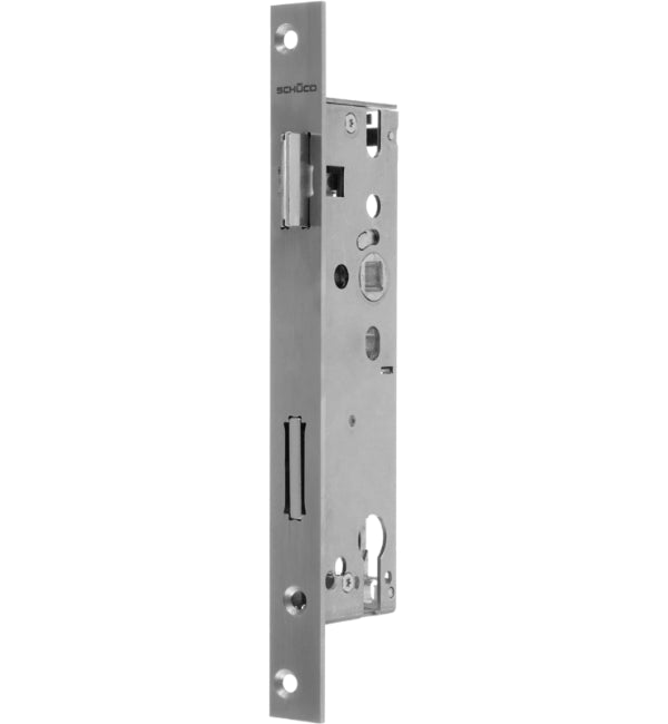 Metal door lock mechanism on a white background